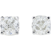 14K White Gold 3.13 Total Carat Weight Cushion Cut Diamond Stud Earrings