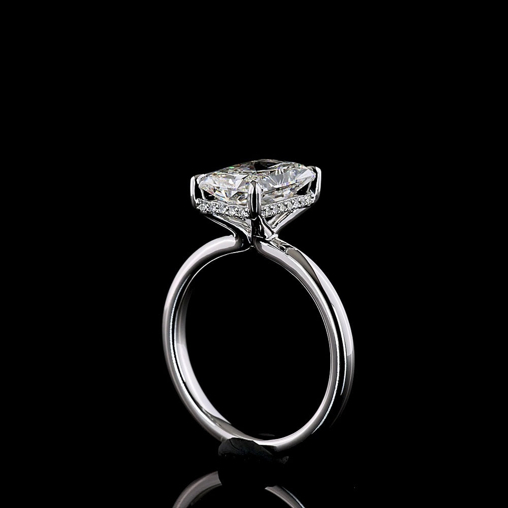 14K White Gold 3.18 Carats Radiant Cut Lab Diamond Hidden Halo Ring with E VVS2 Center Stone and IGI Certification - Covaloro Fine Jewelry