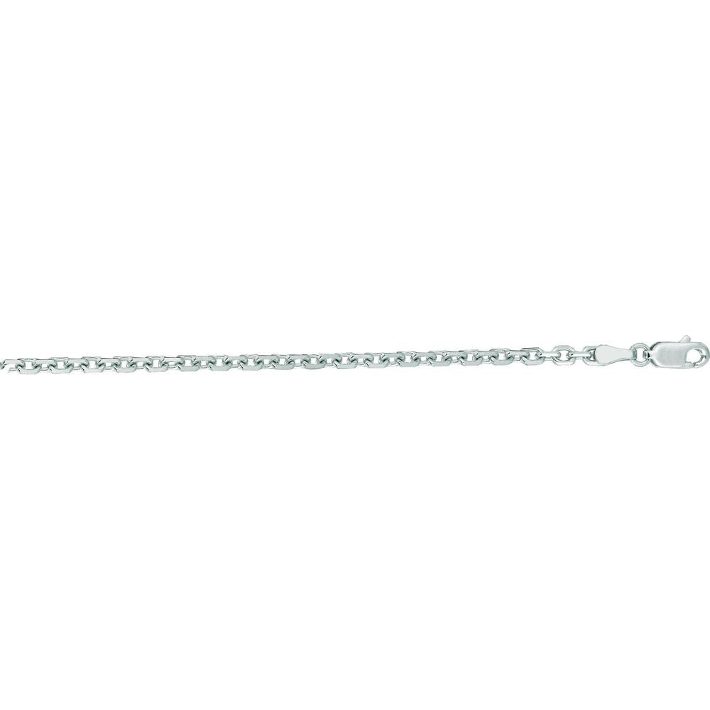 14K White Gold 3.1mm Diamond Cut Cable Chain Necklace - 24" Length by Orozza Fine Jewelry