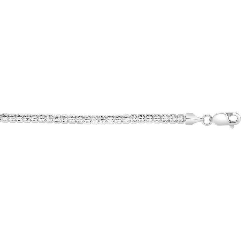 14K White Gold 3.3mm Diamond Cut Fancy Ice Chain Necklace - 18" by Orozza Fine Jewelry