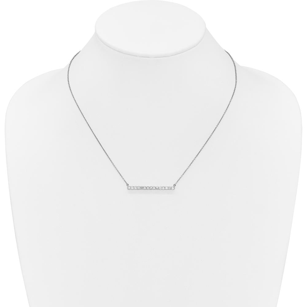 14K White Gold 3/4 Carat Diamond Bar Necklace - 0.75 Carat Total Diamond Weight by Monteluci Fine Jewelry