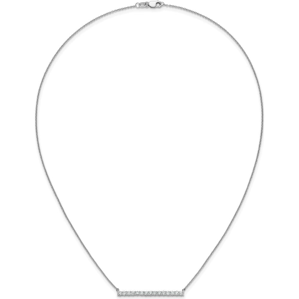 14K White Gold 3/4 Carat Diamond Bar Necklace - 0.75 Carat Total Diamond Weight by Monteluci Fine Jewelry