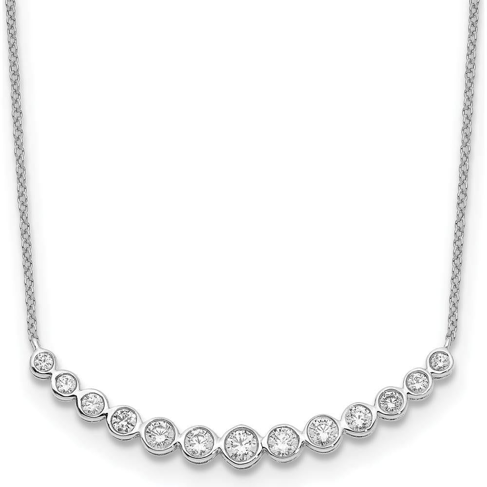 14K White Gold 3/4 Carat Diamond Bezel-set Curved Bar Necklace - 18" by Monteluci Fine Jewelry
