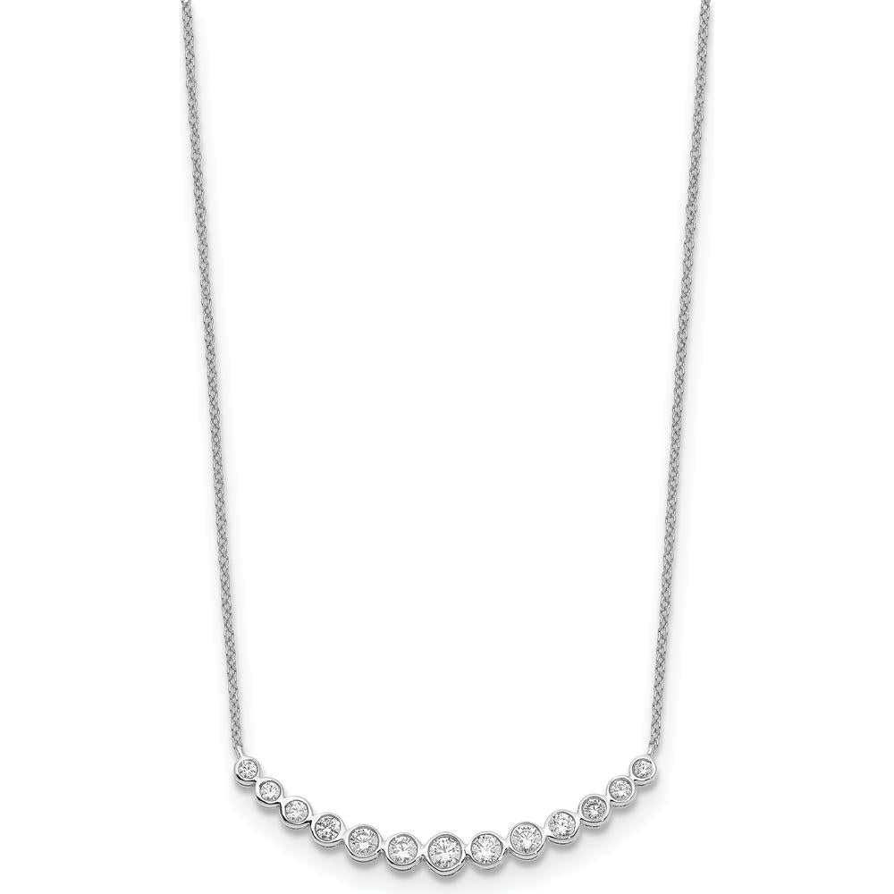 14K White Gold 3/4 Carat Diamond Bezel-set Curved Bar Necklace - 18" by Monteluci Fine Jewelry