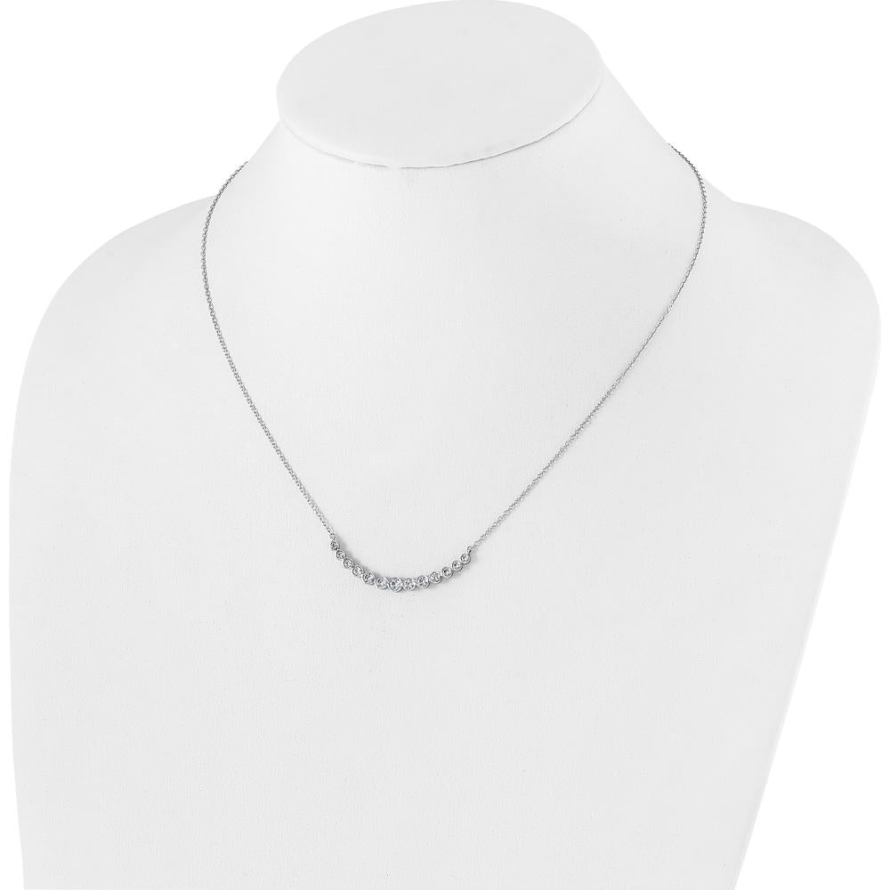 14K White Gold 3/4 Carat Diamond Bezel-set Curved Bar Necklace - 18" by Monteluci Fine Jewelry