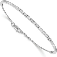 14K White Gold 3/4 Carat Diamond Half-Bangle Bracelet with Adjustable Extender - 0.735 Carats Total Diamond Weight by Monteluci Fine Jewelry