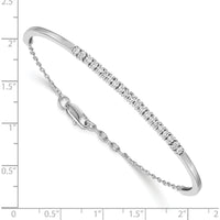 14K White Gold 3/4 Carat Diamond Half-Bangle Bracelet with Adjustable Extender - 0.735 Carats Total Diamond Weight by Monteluci Fine Jewelry