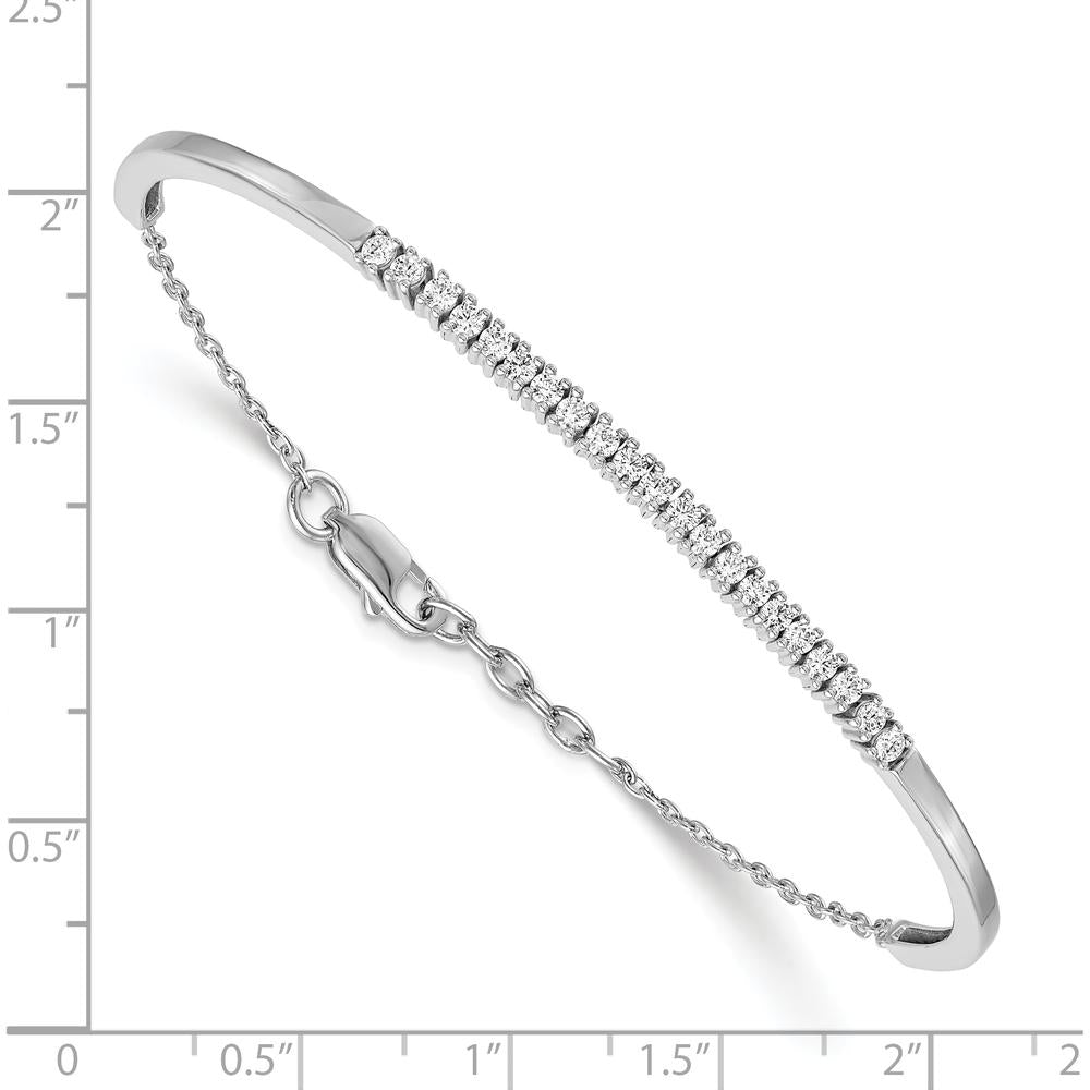 14K White Gold 3/4 Carat Diamond Half-Bangle Bracelet with Adjustable Extender - 0.735 Carats Total Diamond Weight by Monteluci Fine Jewelry