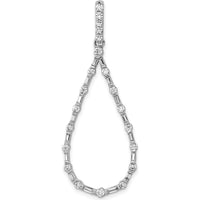 14K White Gold 3/4 Carat Diamond Teardrop Pendant with Round and Baguette Diamonds by Monteluci Fine Jewelry