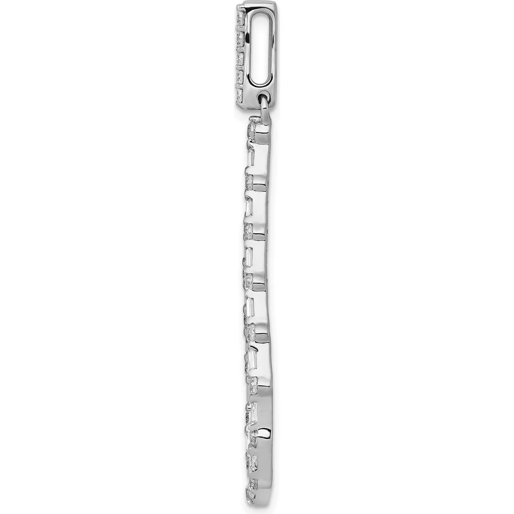 14K White Gold 3/4 Carat Diamond Teardrop Pendant with Round and Baguette Diamonds by Monteluci Fine Jewelry