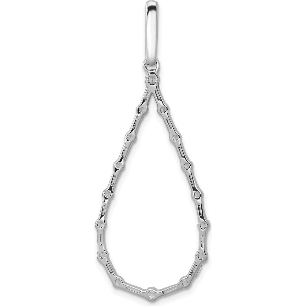 14K White Gold 3/4 Carat Diamond Teardrop Pendant with Round and Baguette Diamonds by Monteluci Fine Jewelry