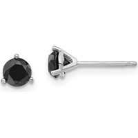 14K White Gold 3/4 Carat Total Black Diamond Stud Earrings with Faceted Round Diamonds by 0