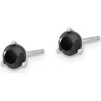 14K White Gold 3/4 Carat Total Black Diamond Stud Earrings with Faceted Round Diamonds by 0