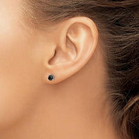 14K White Gold 3/4 Carat Total Black Diamond Stud Earrings with Faceted Round Diamonds by 0