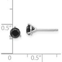 14K White Gold 3/4 Carat Total Black Diamond Stud Earrings with Faceted Round Diamonds by 0