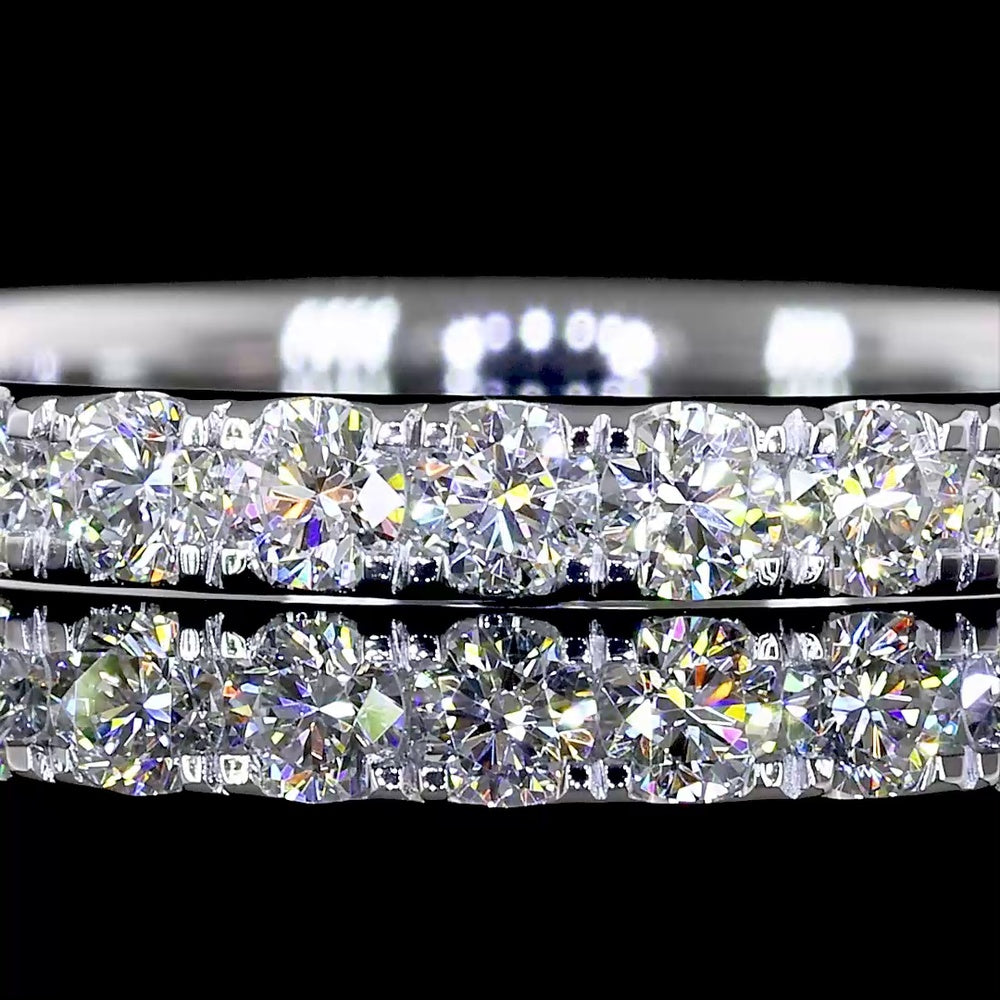 14K White Gold 3/4 Eternity Band with 0.53 Carat Round Brilliant Cut Lab Diamonds in Micro Pave Setting - E-F VS2 Quality - Covaloro Fine Jewelry