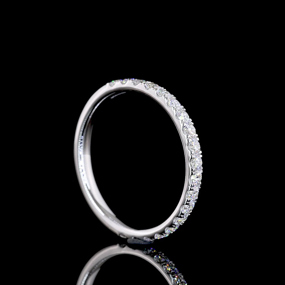 14K White Gold 3/4 Eternity Band with 0.53 Carat Round Brilliant Cut Lab Diamonds in Micro Pave Setting - E-F VS2 Quality - Covaloro Fine Jewelry