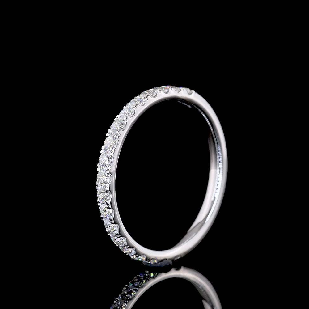 14K White Gold 3/4 Eternity Band with 0.53 Carat Round Brilliant Cut Lab Diamonds in Micro Pave Setting - E-F VS2 Quality - Covaloro Fine Jewelry