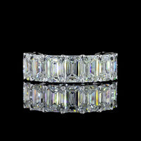 14K White Gold 3/4 Eternity Band with 11 Emerald Cut Lab Diamonds - 8.31 Carats Total Diamond Weight, E-F Color, VS1 Clarity - Covaloro Fine Jewelry