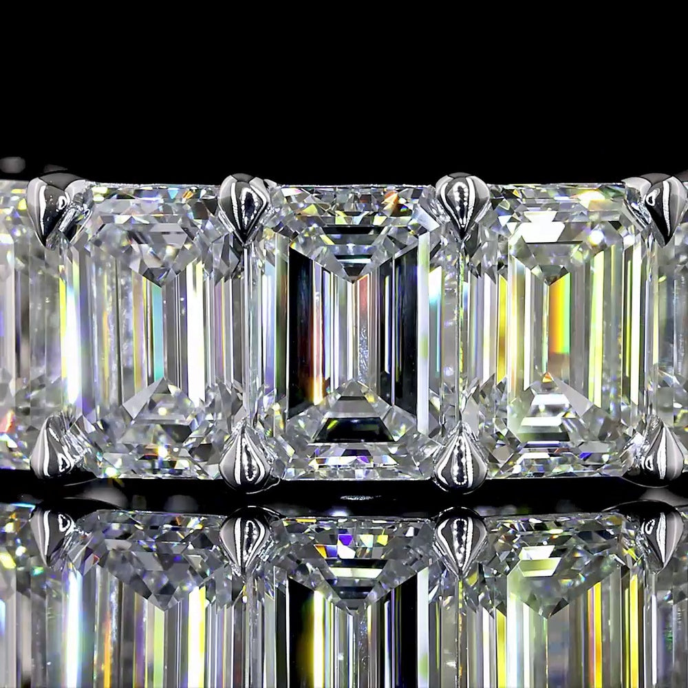 14K White Gold 3/4 Eternity Band with 11 Emerald Cut Lab Diamonds - 8.31 Carats Total Diamond Weight, E-F Color, VS1 Clarity - Covaloro Fine Jewelry