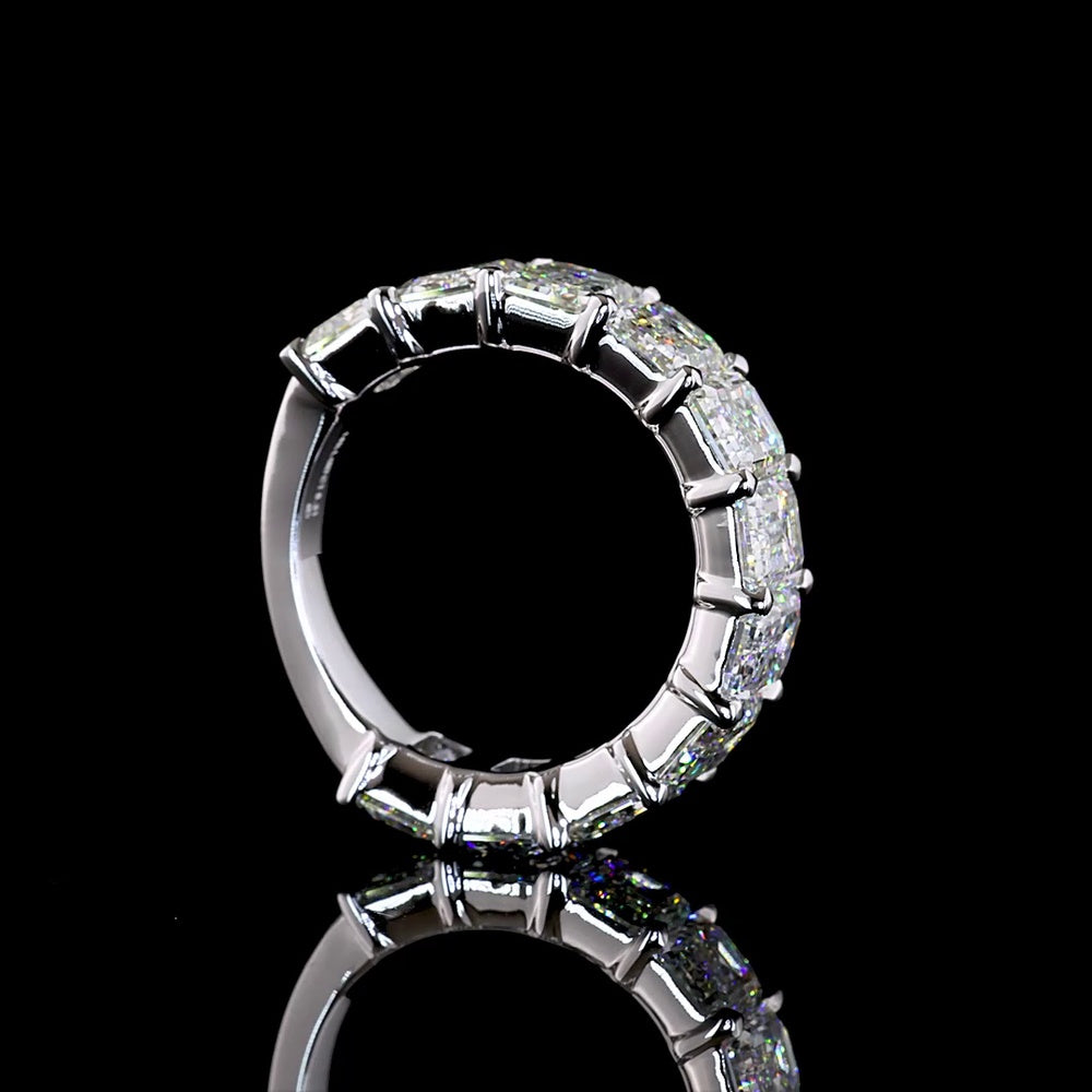 14K White Gold 3/4 Eternity Band with 11 Emerald Cut Lab Diamonds - 8.31 Carats Total Diamond Weight, E-F Color, VS1 Clarity - Covaloro Fine Jewelry