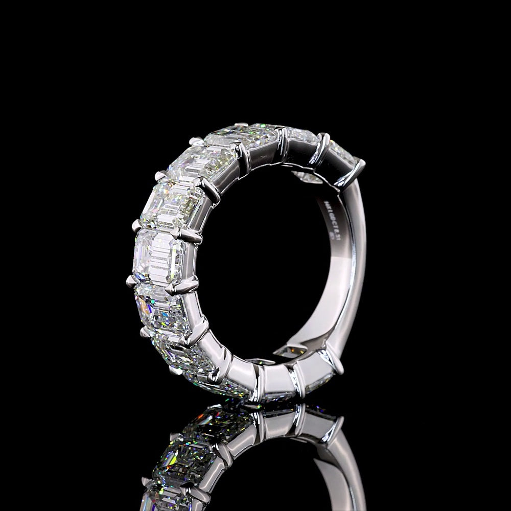 14K White Gold 3/4 Eternity Band with 11 Emerald Cut Lab Diamonds - 8.31 Carats Total Diamond Weight, E-F Color, VS1 Clarity - Covaloro Fine Jewelry