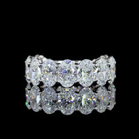 14K White Gold 3/4 Eternity Band with 11 North-South Oval Lab Diamonds - 5.81 Carat Total Weight, E-F Color VS1 Clarity - Covaloro Fine Jewelry