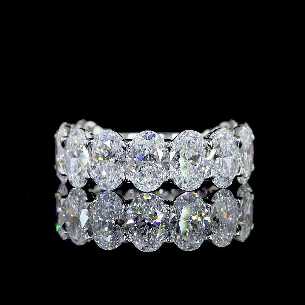 14K White Gold 3/4 Eternity Band with 11 North-South Oval Lab Diamonds - 5.81 Carat Total Weight, E-F Color VS1 Clarity - Covaloro Fine Jewelry