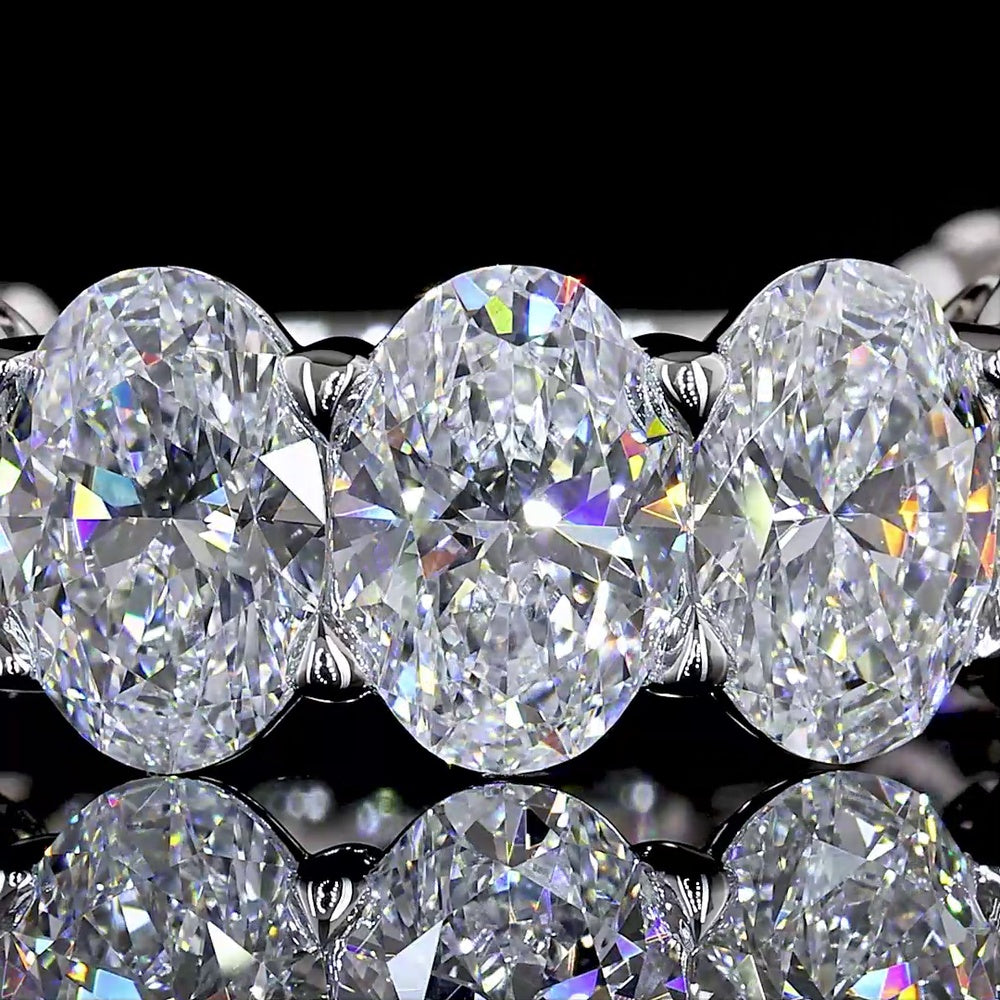 14K White Gold 3/4 Eternity Band with 11 North-South Oval Lab Diamonds - 5.81 Carat Total Weight, E-F Color VS1 Clarity - Covaloro Fine Jewelry