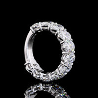 14K White Gold 3/4 Eternity Band with 11 North-South Oval Lab Diamonds - 5.81 Carat Total Weight, E-F Color VS1 Clarity - Covaloro Fine Jewelry