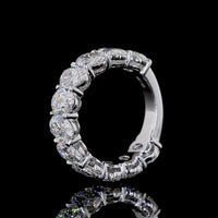 14K White Gold 3/4 Eternity Band with 11 North-South Oval Lab Diamonds - 5.81 Carat Total Weight, E-F Color VS1 Clarity - Covaloro Fine Jewelry