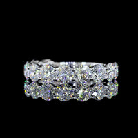 14K White Gold 3/4 Eternity Band with 11 Prong-Set Round Brilliant Cut Lab Diamonds - 2.97 Carat Total Weight - Covaloro Fine Jewelry