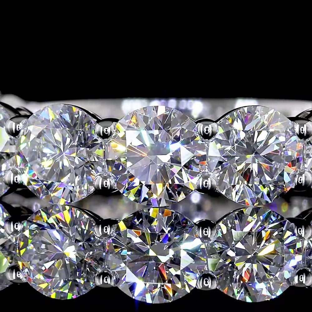 14K White Gold 3/4 Eternity Band with 11 Prong-Set Round Brilliant Cut Lab Diamonds - 2.97 Carat Total Weight - Covaloro Fine Jewelry