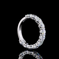 14K White Gold 3/4 Eternity Band with 11 Prong-Set Round Brilliant Cut Lab Diamonds - 2.97 Carat Total Weight - Covaloro Fine Jewelry