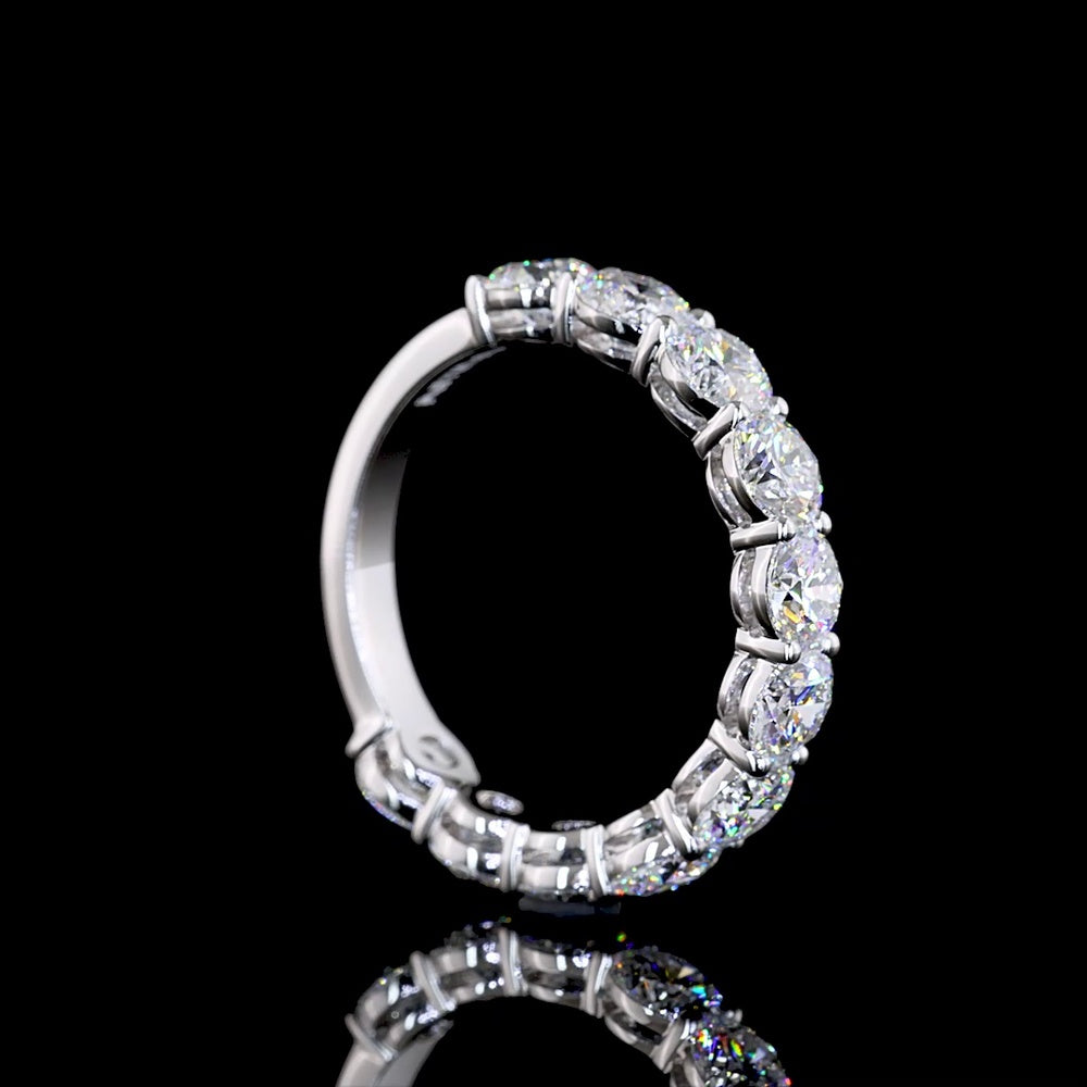 14K White Gold 3/4 Eternity Band with 11 Prong-Set Round Brilliant Cut Lab Diamonds - 2.97 Carat Total Weight - Covaloro Fine Jewelry