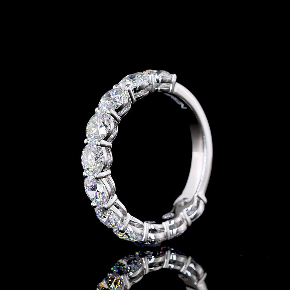 14K White Gold 3/4 Eternity Band with 11 Prong-Set Round Brilliant Cut Lab Diamonds - 2.97 Carat Total Weight - Covaloro Fine Jewelry