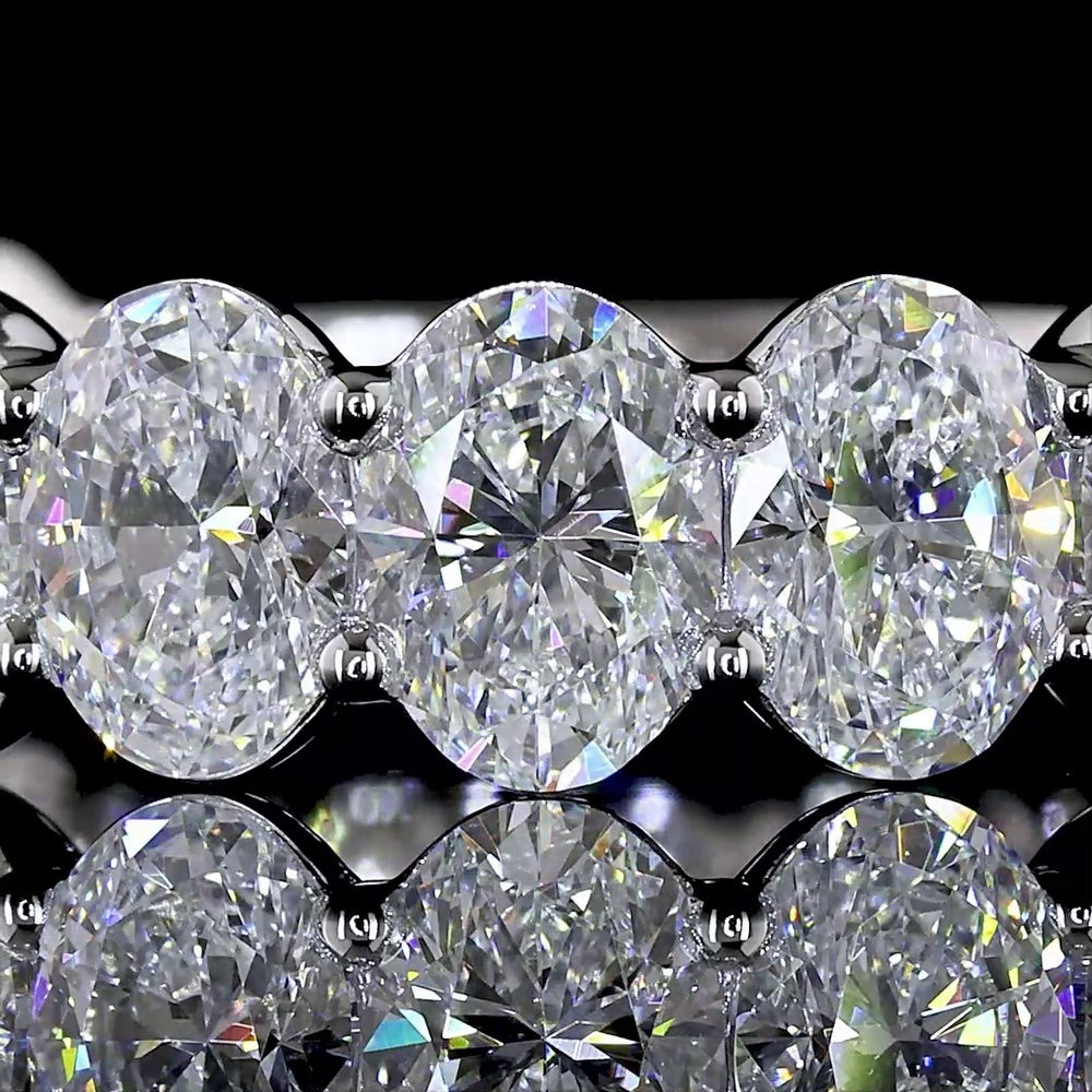 14K White Gold 3/4 Eternity Band with 13 North-South Set Oval Lab Diamonds - 4.10 Carat Total Weight, E-F Color, VS Clarity - Covaloro Fine Jewelry