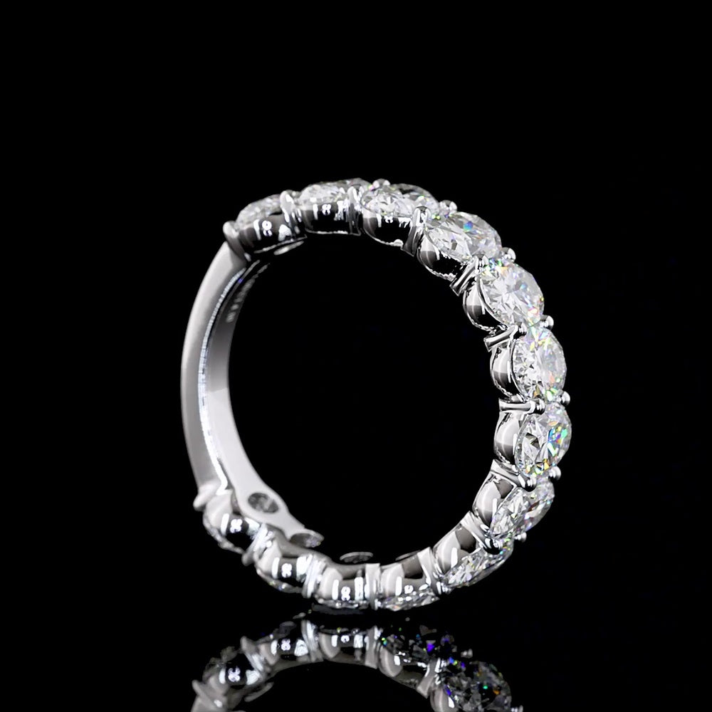14K White Gold 3/4 Eternity Band with 13 North-South Set Oval Lab Diamonds - 4.10 Carat Total Weight, E-F Color, VS Clarity - Covaloro Fine Jewelry