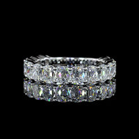 14K White Gold 3/4 Eternity Band with 15 Antique Cushion Cut Lab Diamonds - 3.11 Carat Total Diamond Weight - Covaloro Fine Jewelry