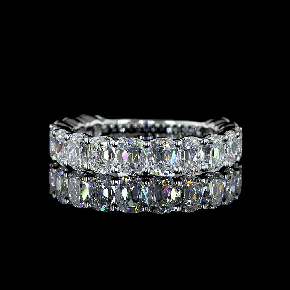 14K White Gold 3/4 Eternity Band with 15 Antique Cushion Cut Lab Diamonds - 3.11 Carat Total Diamond Weight - Covaloro Fine Jewelry