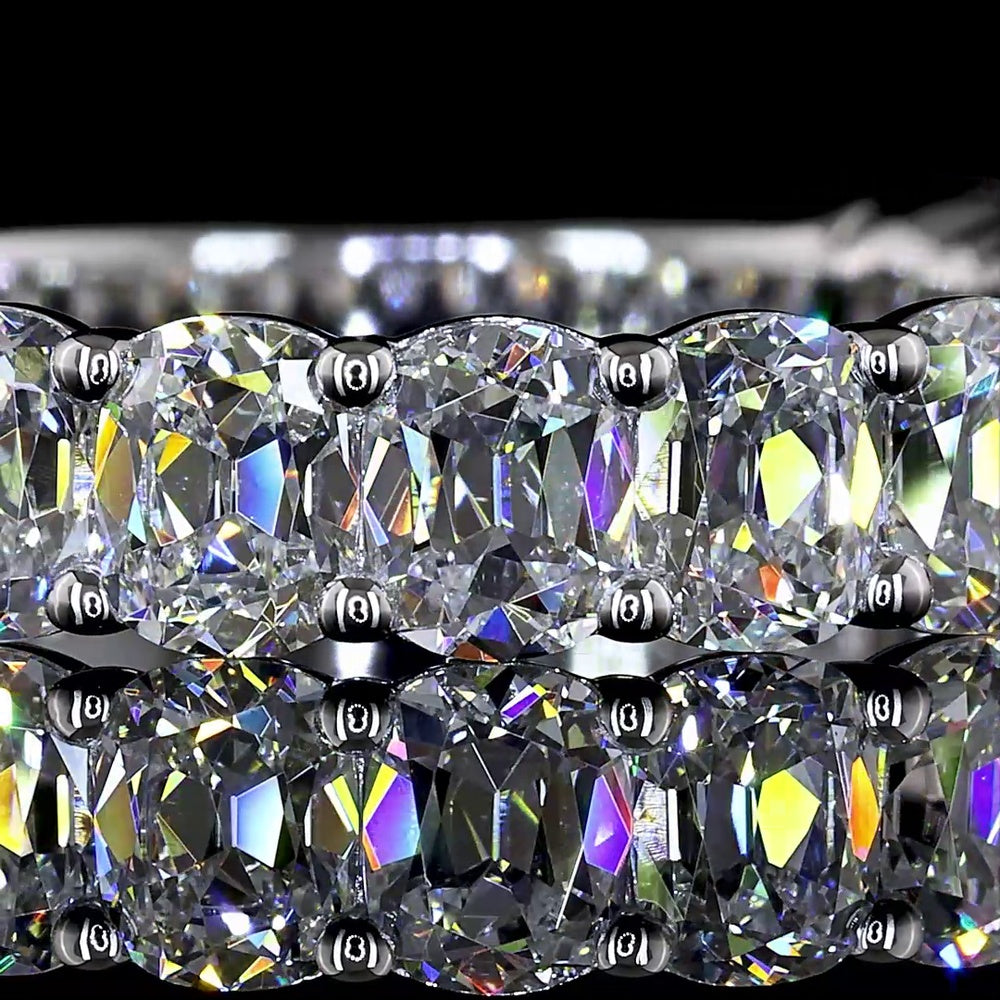 14K White Gold 3/4 Eternity Band with 15 Antique Cushion Cut Lab Diamonds - 3.11 Carat Total Diamond Weight - Covaloro Fine Jewelry