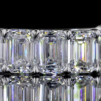 14K White Gold 3/4 Eternity Band with 15 Emerald Cut Lab Diamonds - 4.12 Carat Total Weight, E-F Color VS Clarity - Covaloro Fine Jewelry