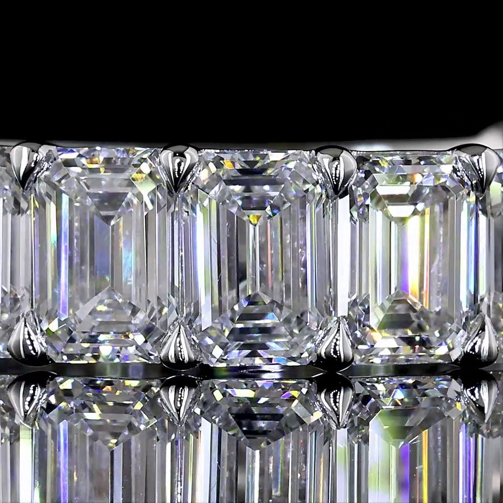 14K White Gold 3/4 Eternity Band with 15 Emerald Cut Lab Diamonds - 4.12 Carat Total Weight, E-F Color VS Clarity - Covaloro Fine Jewelry