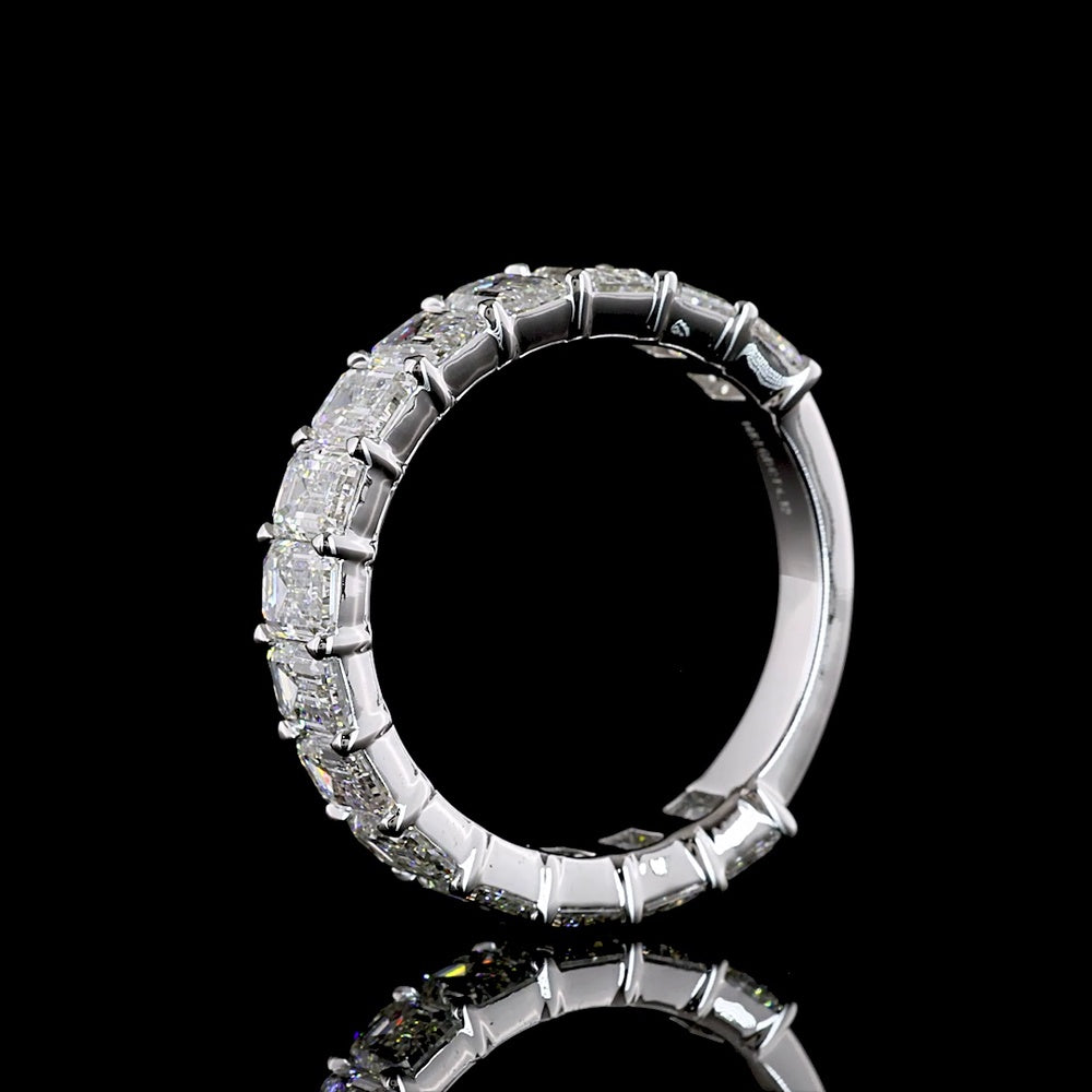 14K White Gold 3/4 Eternity Band with 15 Emerald Cut Lab Diamonds - 4.12 Carat Total Weight, E-F Color VS Clarity - Covaloro Fine Jewelry
