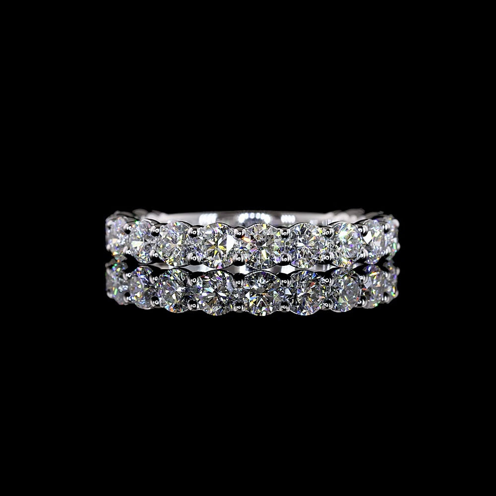 14K White Gold 3/4 Eternity Band with 15 Round Brilliant Cut Lab Diamonds - 1.62 Carat Total Weight, E-F Color VS Clarity - Covaloro Fine Jewelry