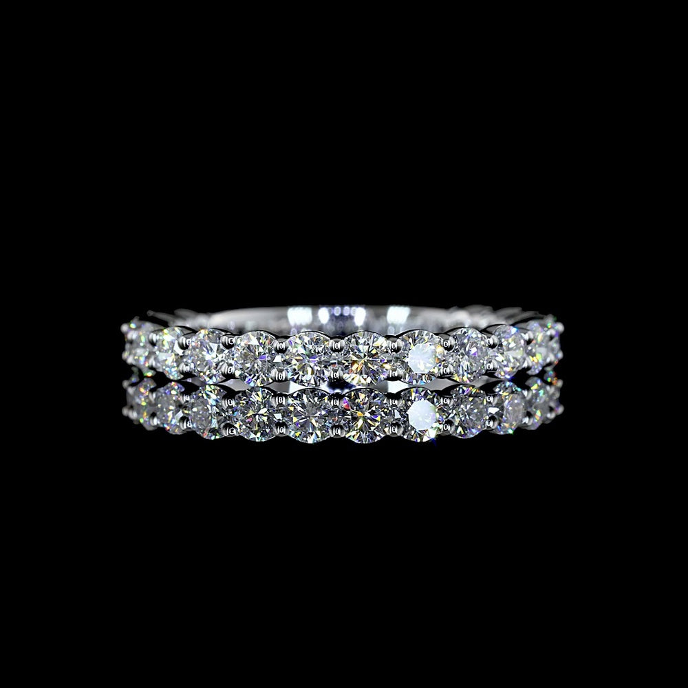 14K White Gold 3/4 Eternity Band with 15 Round Brilliant Cut Lab Diamonds - 1.83 Carats Total Diamond Weight, E-F Color VS1 Clarity - Covaloro Fine Jewelry