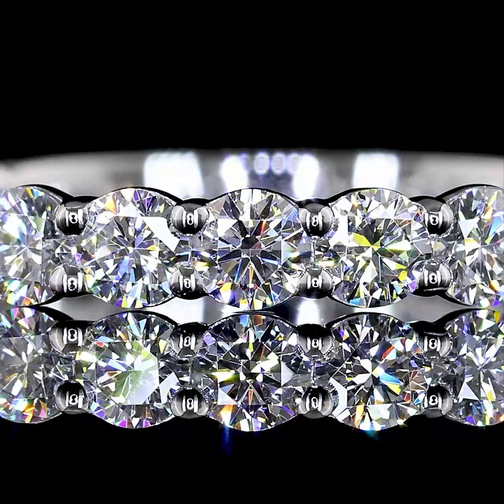 14K White Gold 3/4 Eternity Band with 15 Round Brilliant Cut Lab Diamonds - 1.83 Carats Total Diamond Weight, E-F Color VS1 Clarity - Covaloro Fine Jewelry