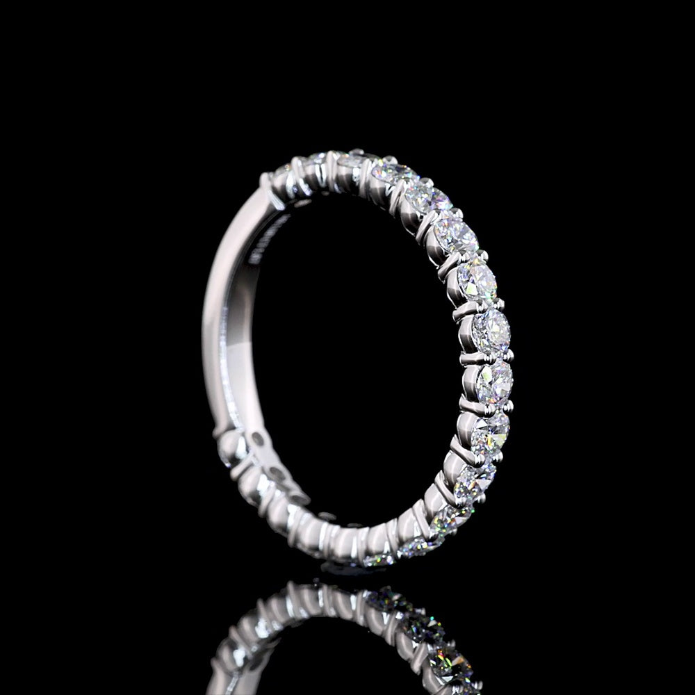 14K White Gold 3/4 Eternity Band with 15 Round Brilliant Cut Lab Diamonds - 1.83 Carats Total Diamond Weight, E-F Color VS1 Clarity - Covaloro Fine Jewelry