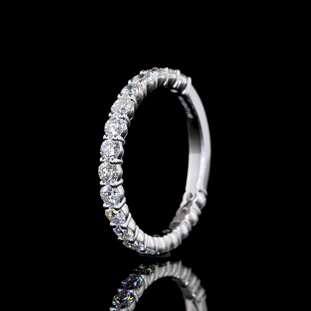 14K White Gold 3/4 Eternity Band with 15 Round Brilliant Cut Lab Diamonds - 1.83 Carats Total Diamond Weight, E-F Color VS1 Clarity - Covaloro Fine Jewelry
