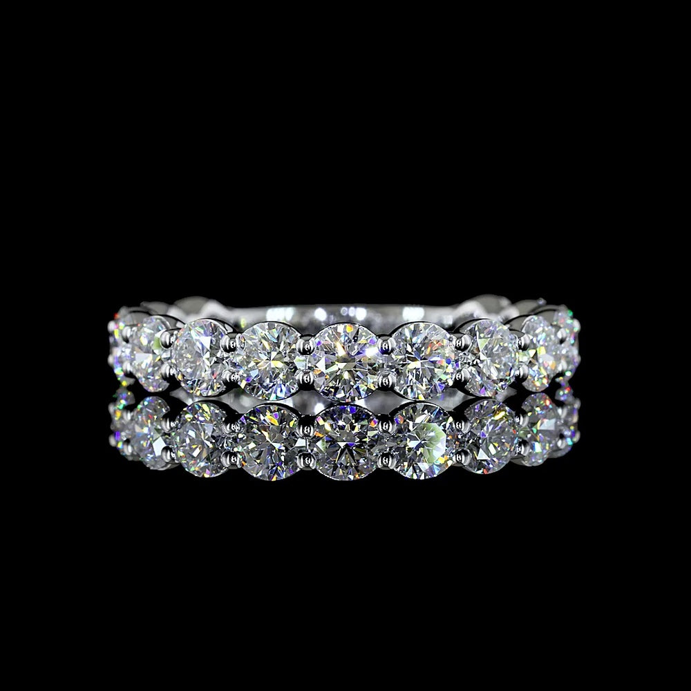 14K White Gold 3/4 Eternity Band with 15 Round Brilliant Cut Lab Diamonds - 2.09 Carat Total Weight - Covaloro Fine Jewelry